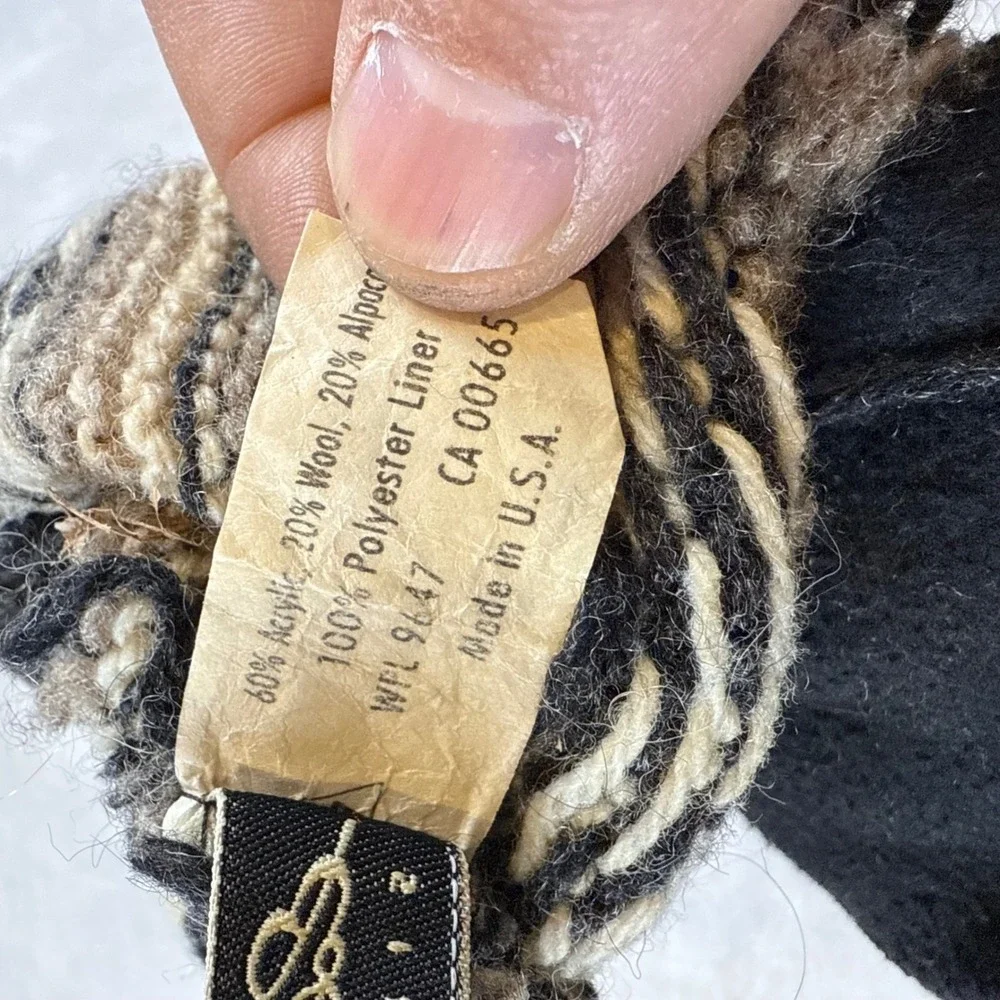 Vintage Eddie Bauer Wool Alpaca Blend Knit Hat Geometric Pattern Made in USA